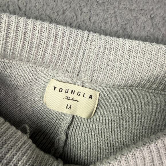 YoungLA Knitted Joggers Mens M Gray Drawstring Baggy Open Hem Relaxed Taper #255 - Picture 3 of 10